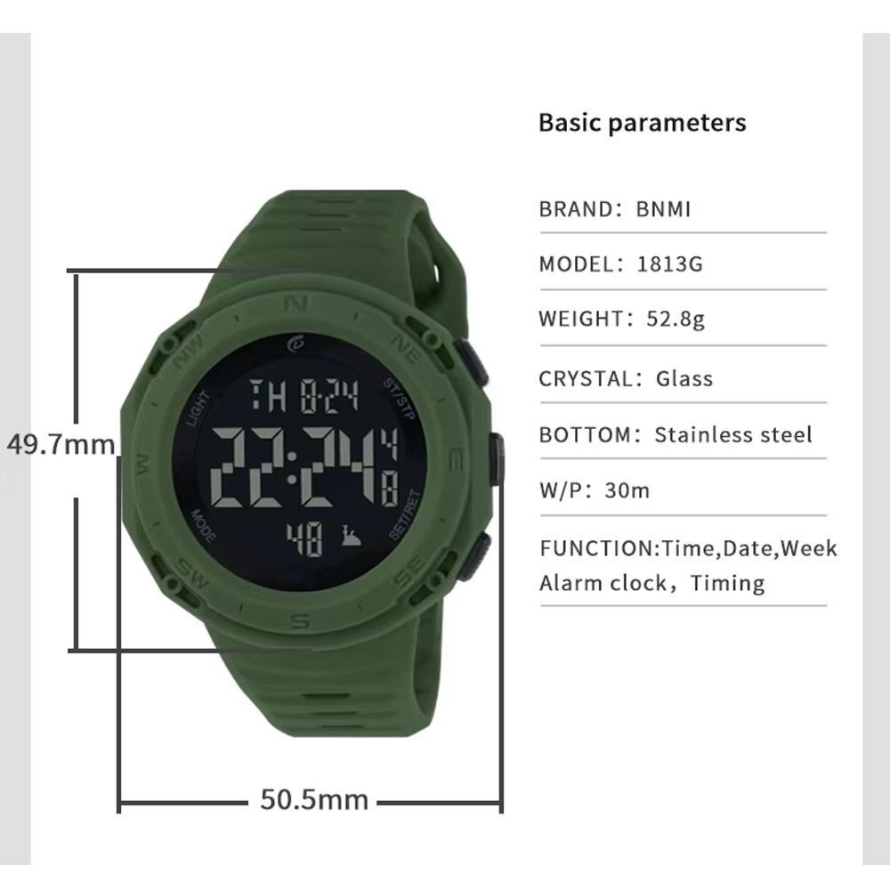 Zyfoxe Rugged Digital Sports Watch Black