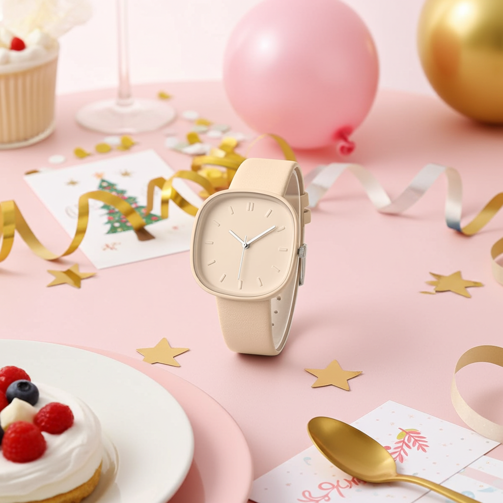 Aura Pastel Biege Minimal Watch