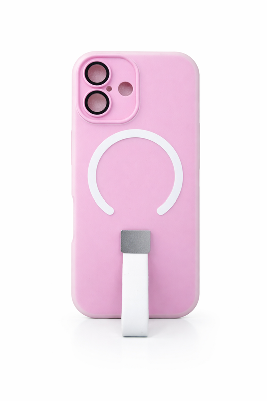 iPhone 17 MagSafe Silicone Kickstand Case – Baby Pink