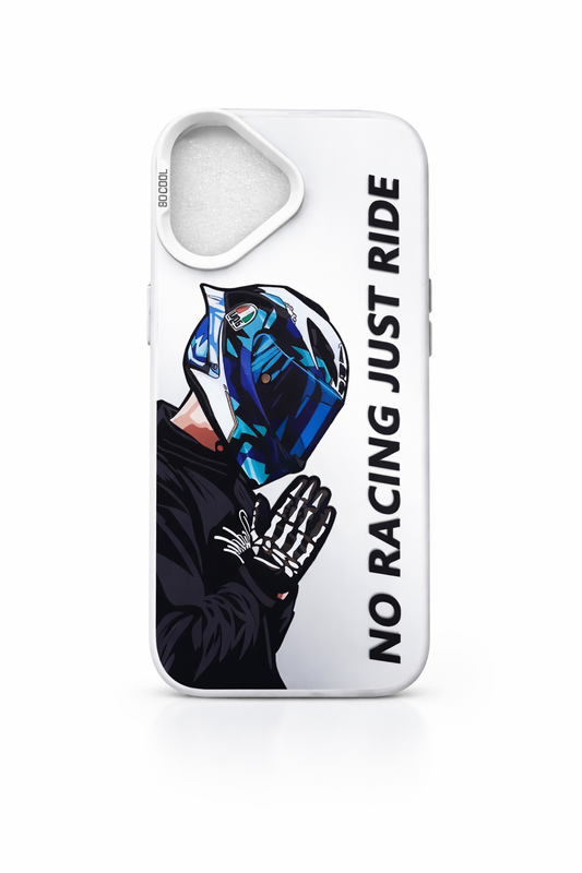 IPhone 17 - No Racing Just Ride – Motorcycle Graphic Phone Case