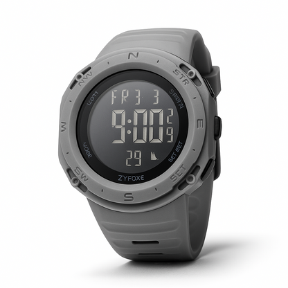 Zyfoxe Rugged Digital Sports Watch GREY – Waterproof, Shock-Resistant Outdoor Adventure Wristwatch