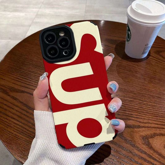 IPhone 16 Pro Embossed Big Letter TPU Protective Case – Red & White