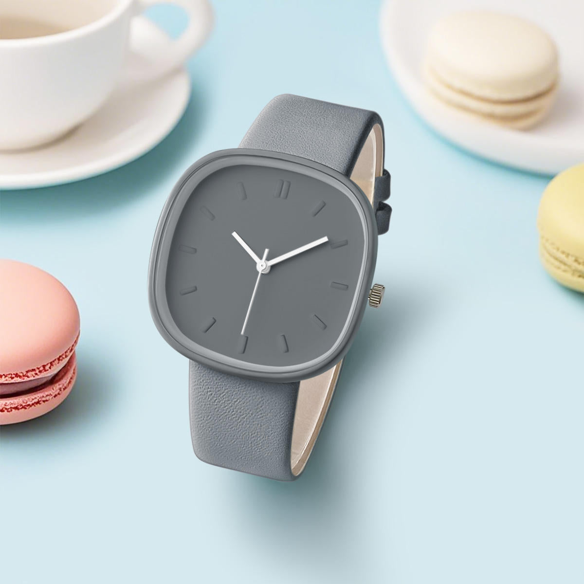 Minimalist Grey Dial Watch with Premium Leather Strap